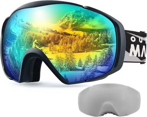 Vista 37 de OutdoorMaster - Gafas de esquí con cubierta, antivaho OTG para nieve/snowboard La cubierta integrada ayuda a proteger la lente, con ajuste OTG