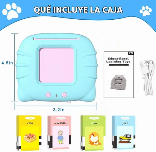 Vista 5 de Tarjetas flash parlantes para niños y niñas de 1, 2, 3, 4, 5 años, dispositivo de aprendizaje sensorial de idiomas con 224 palabras visuales