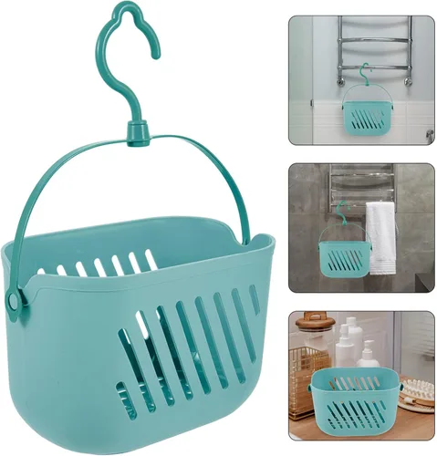 Vista 9 de STOBAZA Cesta de ducha colgante de plástico con gancho para baño, salud, cosméticos, spa, azul