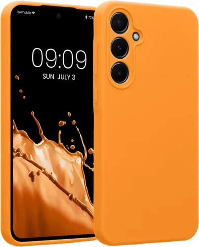 Vista 81 de kwmobile Funda compatible con Samsung Galaxy A13 4G - Funda delgada de silicona TPU - Acabado suave al tacto - Amarillo radiante