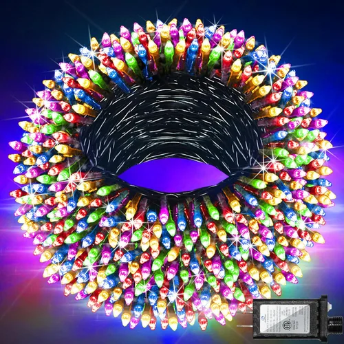 Vista 23 de Paquete de 2 Total 200 Pies 600 Luces LED de Navidad en Cadena, Luces de Árbol de Hadas Blanco Frío Conectables, 8 Modos y Temporizador Luces