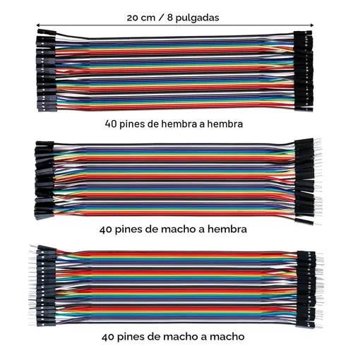 Vista 6 de ELEGOO 120 piezas de cables Dupont multicolor de 40 pines macho a hembra, 40 pines macho a macho, 40 pines hembra a hembra, kit de cables de puente