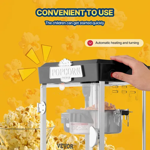 Vista 5 de VEVOR Máquina para hacer palomitas de maíz, máquina procesadora de palomitas de 480 W, hervidor de 4 onzas que hace 1.5 galones por lote, máquina