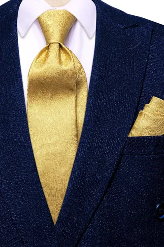Vista 175 de Hi-Tie Corbata clásica de cachemira para hombre con pañuelo y gemelos a cuadros