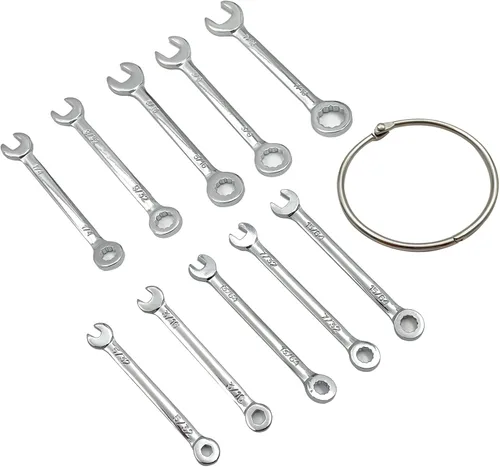 Vista 2 de Juego de mini llaves de extremo abierto, juego de llaves de encendido con anillo de cadena tipo británico llaves (10pcs) Llave de extremo abierto