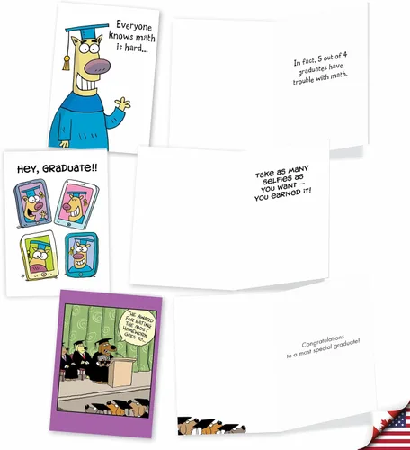Vista 3 de NobleWorks Juego de 10 tarjetas de felicitación de graduación con sobres de 5 x 7 pulgadas (10 diseños, 1 cada uno) Animal Grads AC10368GDG-B1x10
