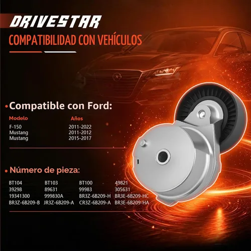 Vista 2 de BR3Z6B209H Conjunto de tensores de correa 2011-2021 para Ford F150 2011-2016 Mustang 5.0L