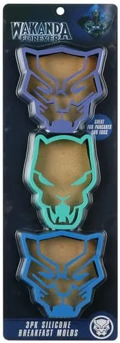 Vista 2 de Wakanda Forever - Juego de 3 moldes de silicona para desayuno, ideales para panqueques y huevos