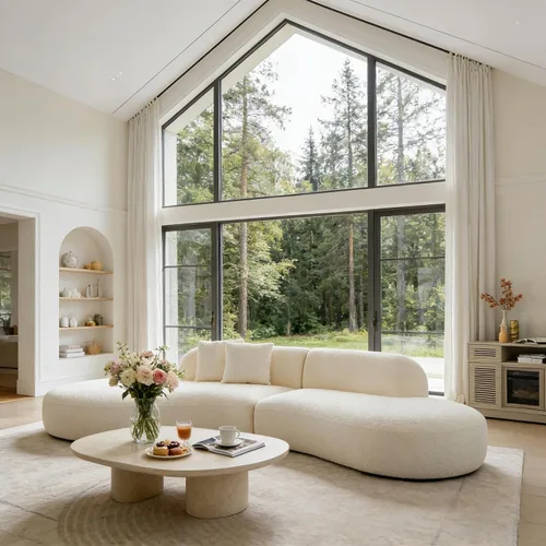 Vista 3 de Sofá curvado de lujo de 135.4 pulgadas, moderno sofá beige tapizado, cómodos sofás Boucle tapizados de gran tamaño con diván, sofás seccionales