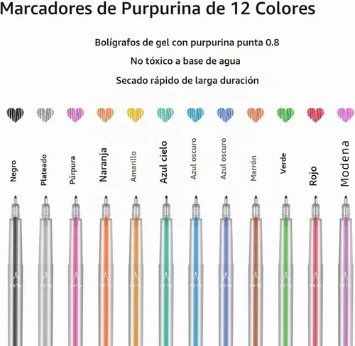 Vista 4 de Juego de bolígrafos de gel con purpurina compatible con Cricut Maker 3/Maker 4/Maker/Explore 3/4/Air 2/Air, juego de 12 bolígrafos de punta media 12