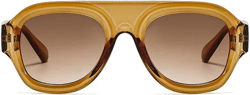 Vista 17 de Gafas de Sol Retro Cuadradas para Mujeres, Estilo Gradiente de Moda, UV400, Tendencia, Gafas de Sol Piloto para Hombres Verde Amarillo