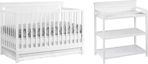 Vista 6 de Oxford Baby Lazio - Juego de 2 cunas convertibles 4 en 1 para bebé, color blanco nieve, certificado GreenGuard Gold Perfect Comfort, colchón