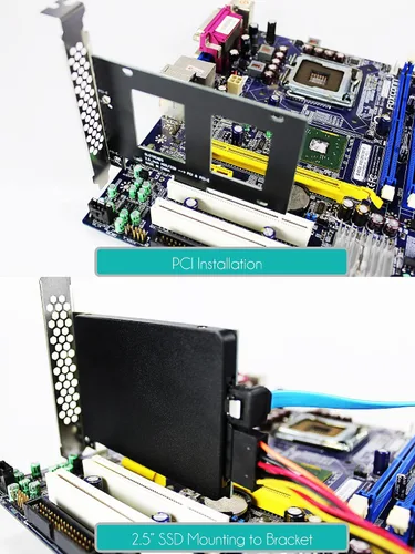 Vista 5 de GLOTRENDS Soporte de montaje SSD de 2,5 pulgadas con cable SATA III y tornillos SSD, instalación de ranura PCIe o PCI