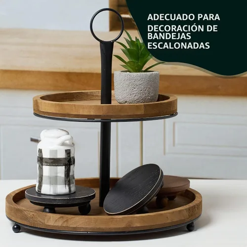 Vista 3 de Defined Deco - Mini elevadores de madera para exhibición, pequeños elevadores redondos de madera de 4 pulgadas, soporte de exhibición de pedestal