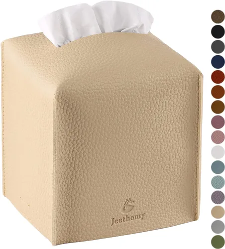 Vista 16 de Funda para Caja de Pañuelos, Jeethemy Porta Caja de Pañuelos Cuadrada de Cuero PU, Moderno Estuche de Pañuelos Organizador Dispensador de Papel