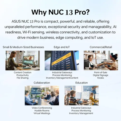 Vista 5 de ASUS NUC 13 Pro Business Mini computadora de escritorio 13ª Intel Core i5 (hasta 4.6 GHz), 32 GB de RAM, 1 TB SSD PCIe, HDMI 2.1, 2 Thunderbolt