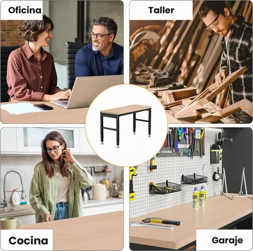 Vista 6 de Antifir Banco de trabajo ajustable de 48 pulgadas, banco de trabajo de madera resistente, capacidad de carga de 2000 libras, mesa de trabajo