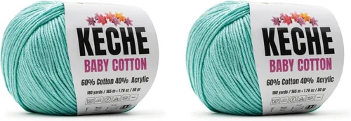Vista 114 de Keche Hilo de Algodón, 60% Algodón 40% Hilo Acrílico, Hilo de Algodón Suave para Crochet y Tejer, Hilo Amigurumi 1 Madeja/Bola 1.76 Oz (50g) / 180