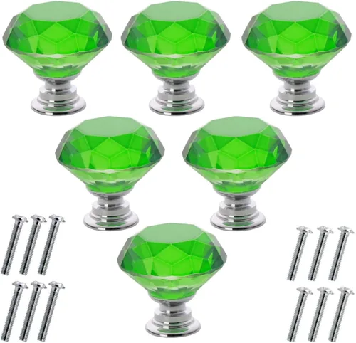 Vista 18 de Akstore 6 pomos de cristal para gabinetes de 1.18 pulgadas (1.181 in) con forma de diamante, para cajones de cocina, aparador, armario, tiradores