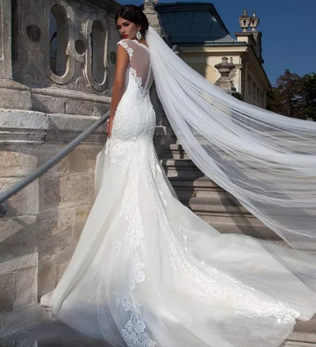 Vista 3 de Velo de novia de boda de una sola capa de 98ft con peine Lianshi F
