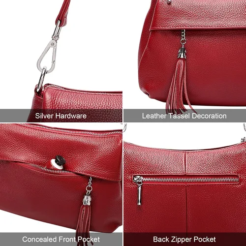 Vista 7 de Over Earth Bolsos de cuero para mujer, bolso de hombro pequeño Hobo para mujer