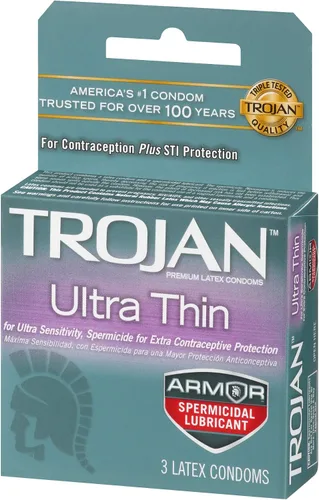 Vista 4 de Trojan Condón Sensibilidad Espermicida Ultra Delgado, 3