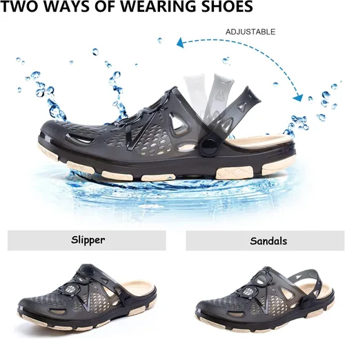 Vista 4 de Mens Clogs Lightweight Garden Shoes Breathable Clogs Beach Slippers Slip On Mules Pool Beach Yard for Men Black Blue Yellow Size US 7-13