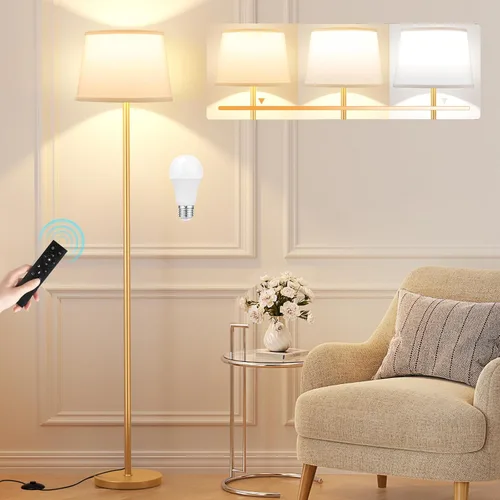 Vista 9 de Raexpectis Lámparas de pie mejoradas para sala de estar, lámpara de pie moderna con control remoto, colores regulables, temperatura