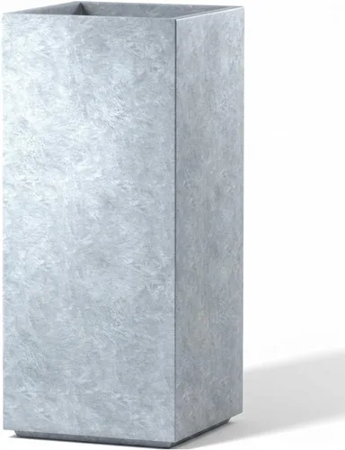 Vista 9 de Kante Maceta rectangular de hormigón de 20.3 pulgadas de alto, moderna maceta de diámetro cuadrado con orificio de drenaje y tapón de goma para Negro