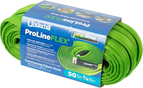 Vista 8 de ProLine - Manguera de agua de jardín de tela flexible, núcleo de goma, ligera, plegable, accesorios de extremo de aluminio, segura para agua