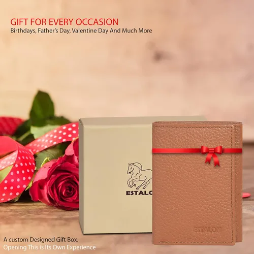 Vista 2 de ESTALON Slim RFID Wallets for Men - Genuine Leather Front Pocket Trifold Wallet