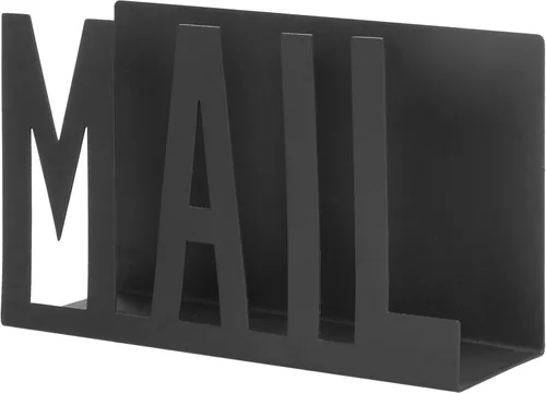 Vista 6 de MyGift Organizador de correo para encimera, moderno, de metal, negro, con diseño de letras de correo recortado, sobre de escritorio de oficina