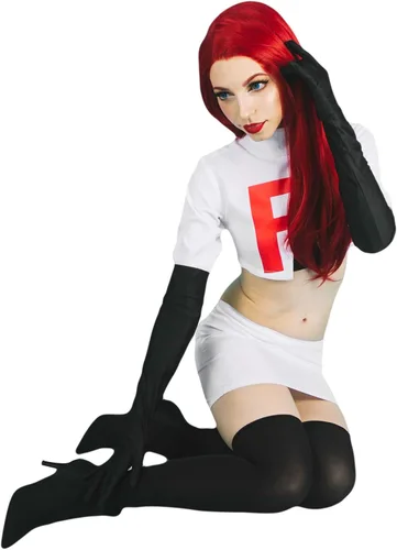 Vista 8 de DAZCOS Disfraz de anime para mujer, talla estadounidense, con guantes y calcetines, Blanco