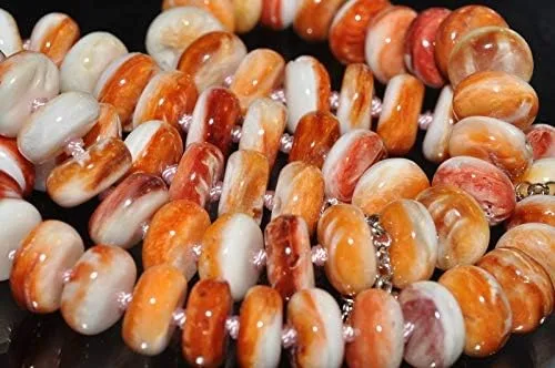Vista 7 de Bella-gems Collar de concha de ostra espinosa naranja y rojo mexicano natural I1279