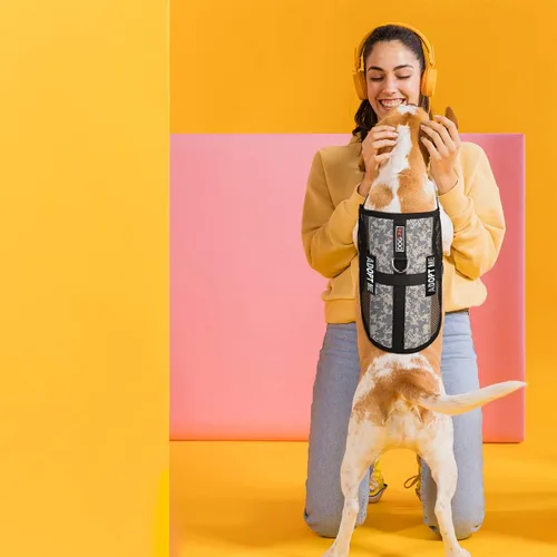 Vista 13 de Dogline MaxAire - Chaleco de malla para perros de 13 a 16 pulgadas y 2 parches extraíbles Adopt Me, talla S, color negro