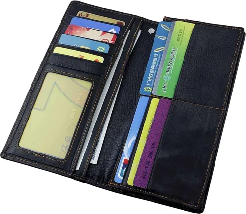 Vista 4 de Cartera larga de cuero para hombre con llavero