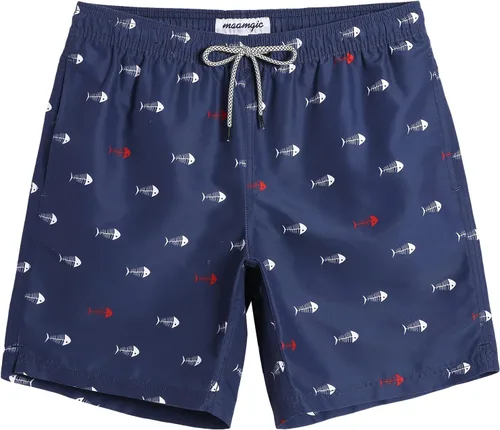 Vista 18 de maamgic Traje de baño para hombre, de secado rápido, con forro de malla, divertido traje de baño de 7 pulgadas Raya azul