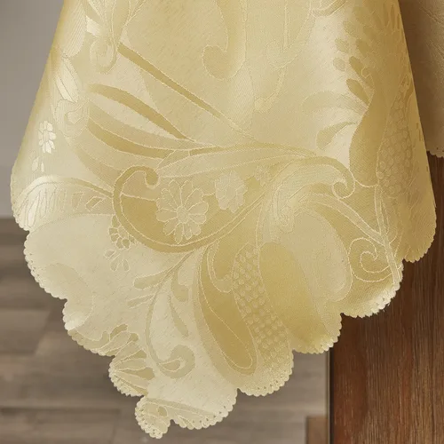 Vista 6 de Violet Linen Mantel con diseño de rosas europeas, 60 pulgadas, dorado