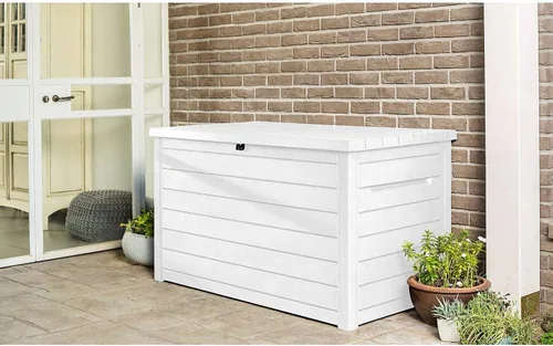 Vista 3 de Keter XXL Caja de Almacenamiento para Terraza de 230 Galones Contenedor Exterior para Patio ~ Blanco