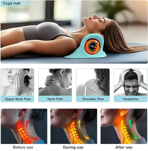 Vista 4 de Nuevo masajeador de cuello para alivio del dolor y relajación muscular, relajante portátil de cuello y hombros, almohadas eléctricas con calor