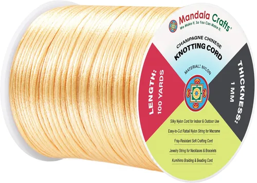 Vista 149 de Mandala Crafts Cordón de satén de cola de rattail de 0.02 in para nudos