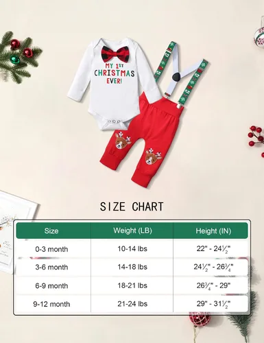 Vista 7 de KANGKANG My First Christmas Baby Boy - Conjunto de 2 piezas para bebé de Navidad pantalones de reno