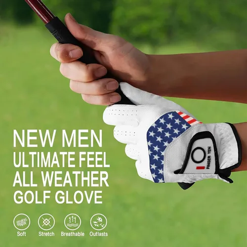 Vista 7 de FINGER TEN Guantes de golf para hombre, paquete de 5 unidades para mano izquierda y derecha, cómodos, suaves y con agarre para todo tipo de clima