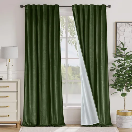 Vista 81 de Lazzzy Cortinas opacas de terciopelo beige de 84 pulgadas de largo con aislamiento térmico para oscurecer la habitación, cortinas forradas de lujo