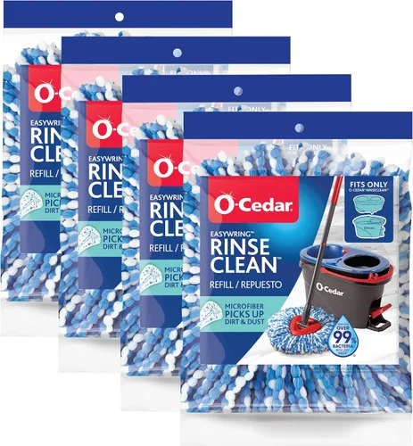 Vista 9 de O-Cedar EasyWring RinseClean - Recambio de microfibra para trapeador giratorio, 1 paquete, color azul
