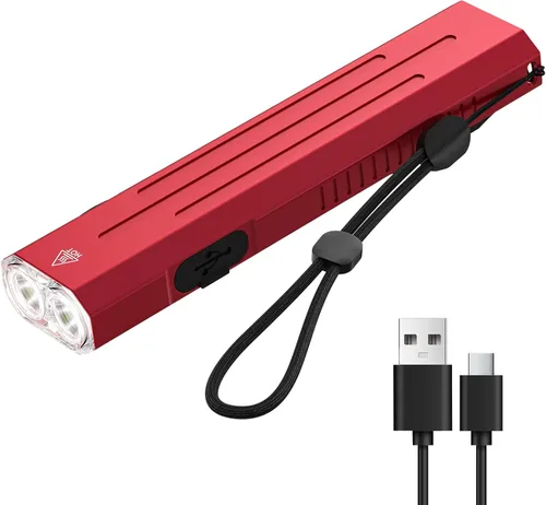 Vista 13 de Hoxida Linterna EDC recargable de alto lúmenes, mini linterna de bolsillo con botón estroboscópico táctico, linterna plana pequeña EDC magnética