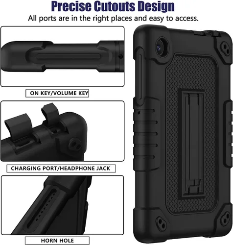 Vista 4 de Funda protectora para tablet TCL Tab 8 Plus, correa para el hombro, silicona suave y parte trasera dura, a prueba de golpes, para TCL Tab 8 Plus/TCL