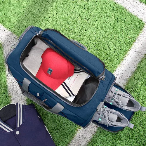 Vista 7 de Canway - Bolsa deportiva para gimnasio, bolsa de lona para viaje con compartimento para bolsa húmedo y para zapatos para hombres y mujeres, de 45 L