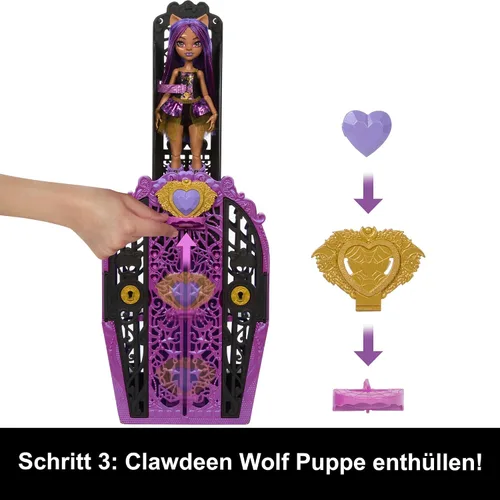 Vista 6 de Monster High Skulltimate Secrets Clawdeen Wolf Muñeca con Guardarropa y 19 Accesorios de Moda Sorpresa, Juguete +4 Años (HXH85)