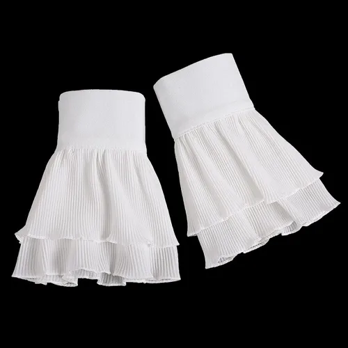 Vista 2 de Elegtiskas Puños de muñeca desmontables, camisa desmontable con cuerno, puños falsos para mujeres y niñas, Blanco